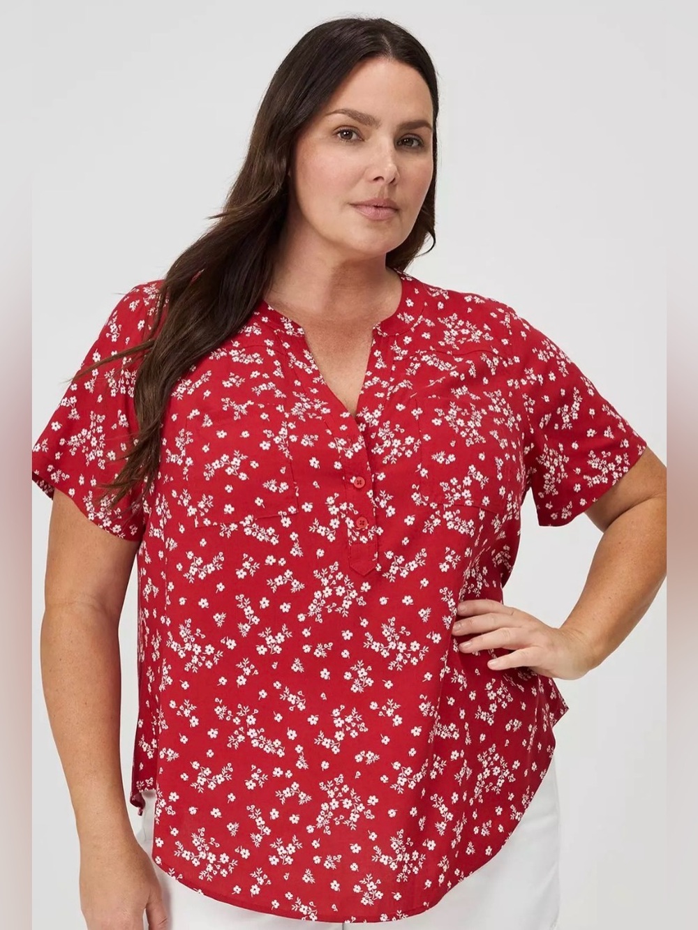 Torrid Harper Blouse Lightweight Summer Top With 3/4 Elbow Length Sleeves NWT